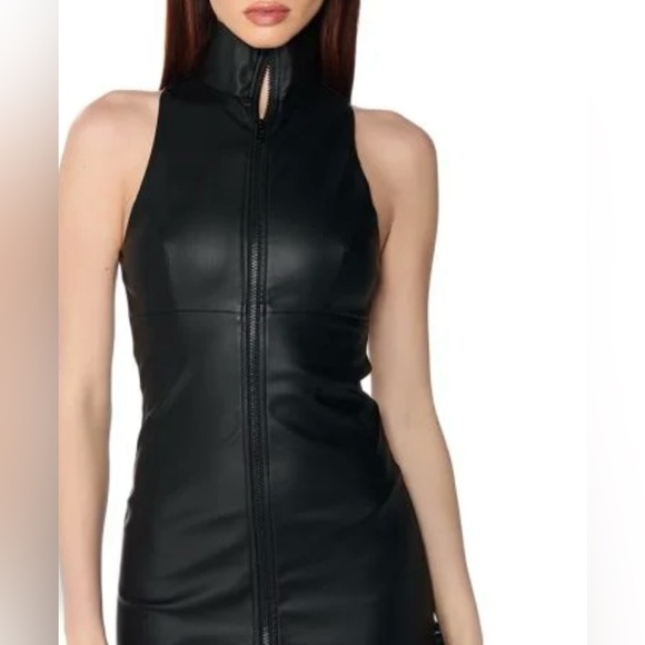 RUFFLED PU MINI DRESS Medium - Picture 7 of 8